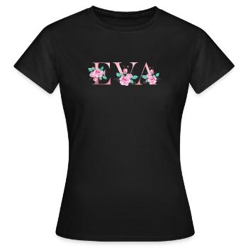 Eva Blumen Name Rosa Floral Mädchen Shirt - Frauen T-Shirt - Schwarz - Vorne - AI Model Female 172 dark (172cm)