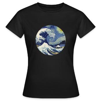 Tsunami de la nuit étoilée - T-shirt Femme - noir - Devant - AI Model Female 172 dark (172cm)