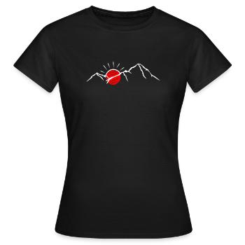 Purpurrote Sonne über schneebedeckten Gipfeln - Frauen T-Shirt - Schwarz - Vorne - AI Model Female 172 dark (172cm)