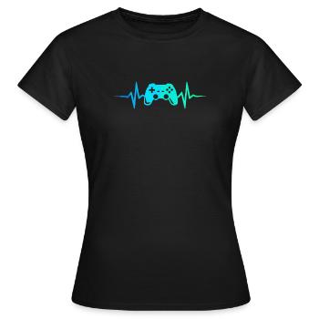 Gamer Heartbeat Manette de jeu Manette de jeu Gamer - T-shirt Femme - noir - Devant - AI Model Female 172 dark (172cm)