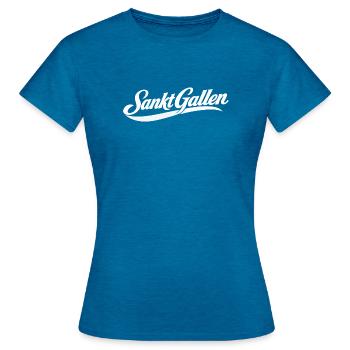 Sankt Gallen - Frauen T-Shirt - Antikblaues Saphir meliert - Vorne - AI Model Female 172 dark (172cm)