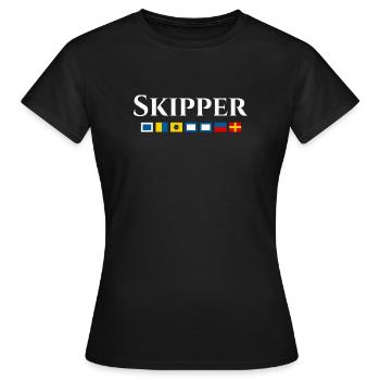 Skipper Maritimes Flaggen Design - Frauen T-Shirt - Schwarz - Vorne - AI Model Female 172 dark (172cm)
