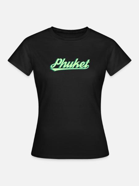 Phuket Retro Küstenscript - Frauen T-Shirt - Schwarz