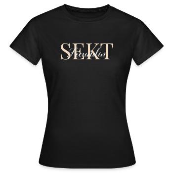 Sektfreundin cremefarben und weiß - Frauen T-Shirt - Schwarz - Vorne - AI Model Female 172 dark (172cm)
