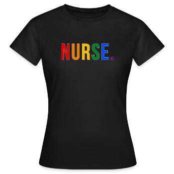 NURSE Rainbow Typography LGBTQ Pride Design - Frauen T-Shirt - Schwarz - Vorne - AI Model Female 172 dark (172cm)