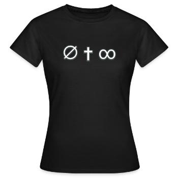Symbolisches Kreuz Unendlich Design - Frauen T-Shirt - Schwarz - Vorne - AI Model Female 172 dark (172cm)