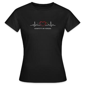 CONFETTI IN THE HEART Shirt – Karneval Design - Women's T-Shirt - black - Front - AI Model Female 172 dark (172cm)