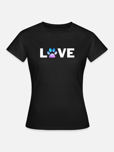 Pfotenherz Tattoodesign für Tierliebhaber - Frauen T-Shirt - Schwarz