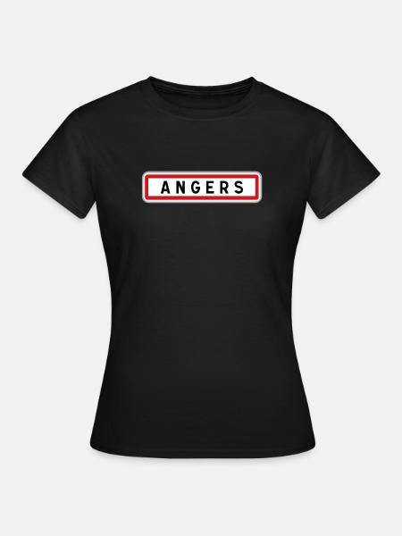 Panneau d'entrée de ville de Angers Maine-et-Loire - T-shirt Femme - noir