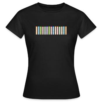 Table de multiplication colorée numérotée 15x15 - T-shirt Femme - noir - Devant - AI Model Female 172 dark (172cm)