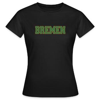 Bremen block lettering green and gold - Women's T-Shirt - black - Front - AI Model Female 172 dark (172cm)