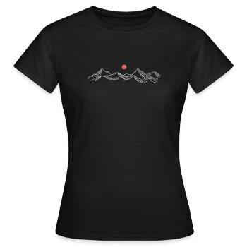 Purpurrote Sonne über schneebedeckten Gipfeln - Frauen T-Shirt - Schwarz - Vorne - AI Model Female 172 dark (172cm)