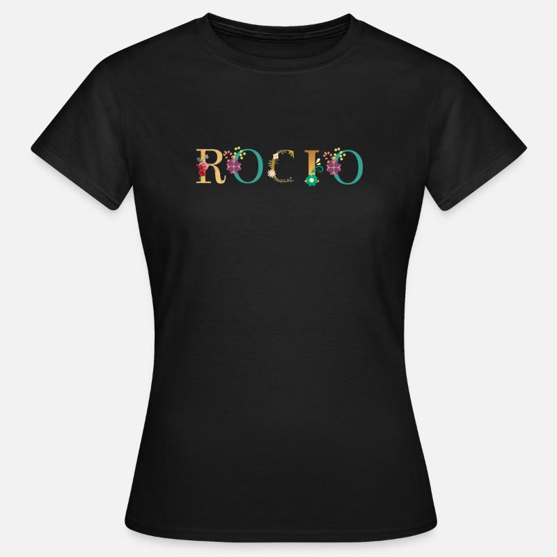 ROCIO name decorated with flowers - Women's T-Shirt - black