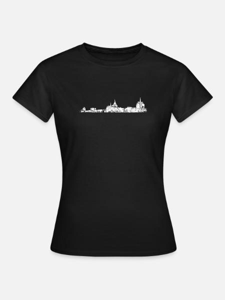 Rostocker Skyline (Vintage/Weiß) Rostock - Frauen T-Shirt - Schwarz