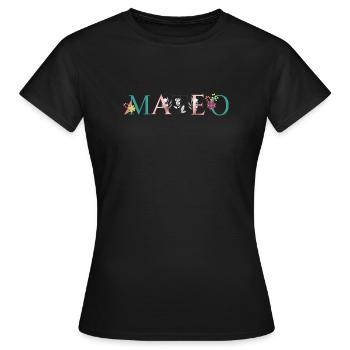 MATEO Namenskunst mit gestickten Blumen - Frauen T-Shirt - Schwarz - Vorne - AI Model Female 172 dark (172cm)