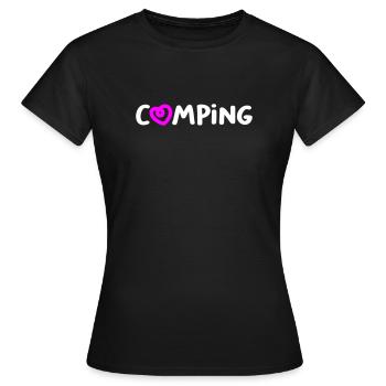 Camping coeur camping-car écriture manuscrite caravane van vie - T-shirt Femme - noir - Devant - AI Model Female 172 dark (172cm)