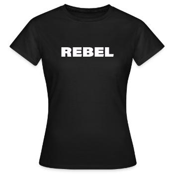 REBEL - Frauen T-Shirt - Schwarz - Vorne - AI Model Female 172 dark (172cm)