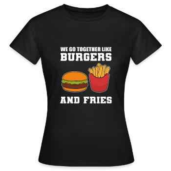 Burger und Pommes Food Vlogger Geschenk - Frauen T-Shirt - Schwarz - Vorne - AI Model Female 172 dark (172cm)