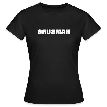 HAMBURG - Frauen T-Shirt - Schwarz - Vorne - AI Model Female 172 dark (172cm)