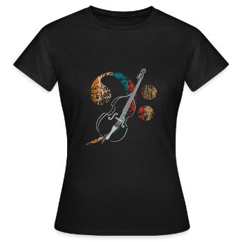 Large bass clef with double bass - Women's T-Shirt - black - Front - AI Model Female 172 dark (172cm)
