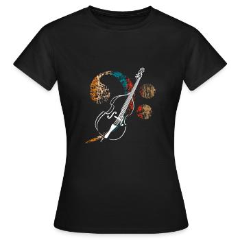 Grande clé de fa avec contrebasse - T-shirt Femme - noir - Devant - AI Model Female 172 dark (172cm)