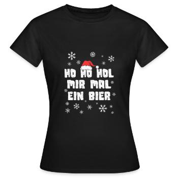 Ho Ho Ho Hol Mir Mal A Beer Ugly Christmas Gift - Frauen T-Shirt - Schwarz - Vorne - AI Model Female 172 dark (172cm)