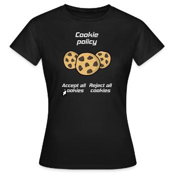 Politique de cookies, Accepter les cookies Blague - T-shirt Femme - noir - Devant - AI Model Female 172 dark (172cm)