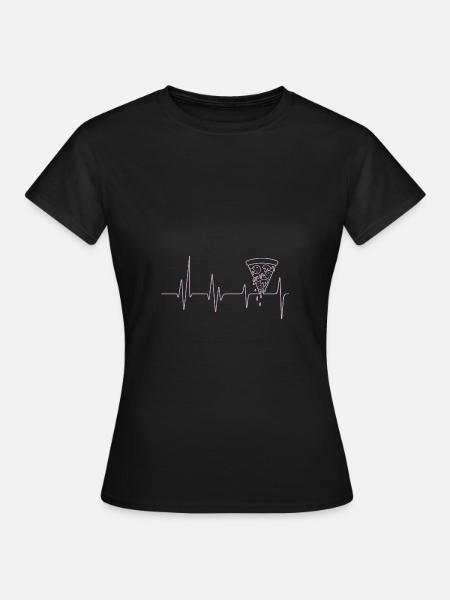 Pizza Battements de coeur J’aime pizza - T-shirt Femme - noir