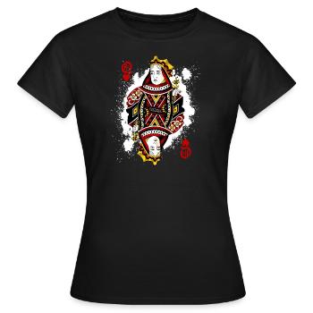Herz Dame Poker Karte Halloween Kostüm lustig - Frauen T-Shirt - Schwarz - Vorne - AI Model Female 172 dark (172cm)