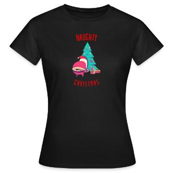Lustig frech Weihnachten Weihnachtsmann Geschenk - Frauen T-Shirt - Schwarz - Vorne - AI Model Female 172 dark (172cm)