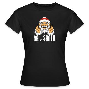 Cadeau fourche Santa Rock Metal Hail Devil Pommes - T-shirt Femme - noir - Devant - AI Model Female 172 dark (172cm)