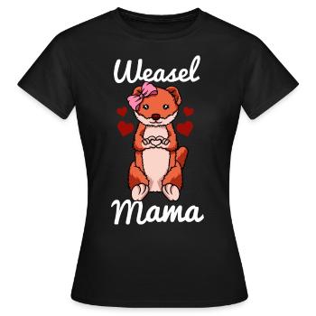 Weasel Mama Herz Wiesel Liebe Frettchenmama - Frauen T-Shirt - Schwarz - Vorne - AI Model Female 172 dark (172cm)