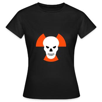 Crâne avec un mauvais œil devant des signes avant-coureurs de radiation - T-shirt Femme - noir - Devant - AI Model Female 172 dark (172cm)
