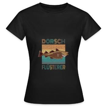 Dorsch Flüsterer Hochseeangeln In Norwegen Retro - Frauen T-Shirt - Schwarz - Vorne - AI Model Female 172 dark (172cm)