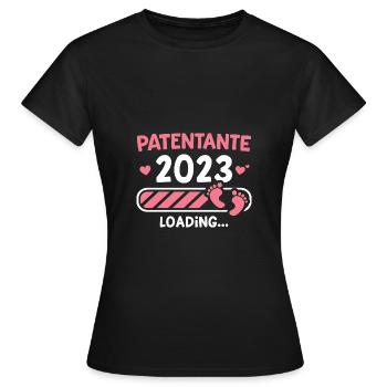 Patentante 2023 Loading Werdende Tante Geschenk - Frauen T-Shirt - Schwarz - Vorne - AI Model Female 172 dark (172cm)