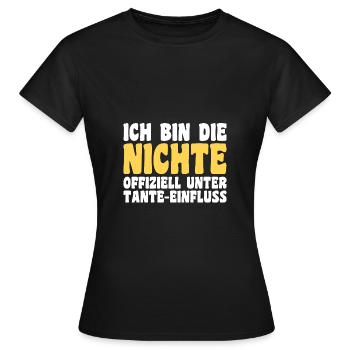 Family motif niece - Women's T-Shirt - black - Front - AI Model Female 172 dark (172cm)