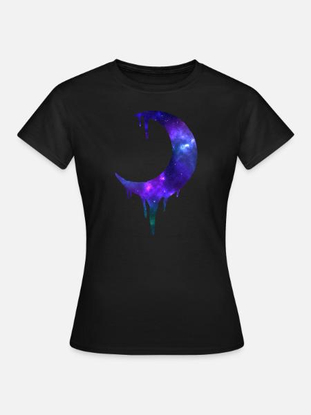 Demi-lune avec galaxie - T-shirt Femme - noir