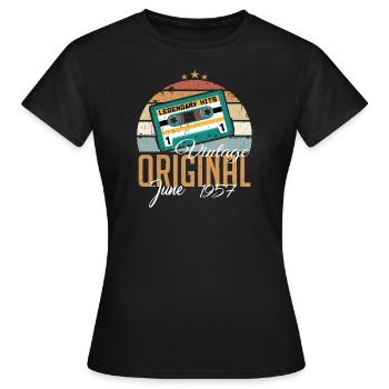 Original Juni 1957 geboren Jahrgang 1957 Retro - Frauen T-Shirt - Schwarz - Vorne - AI Model Female 172 dark (172cm)