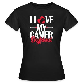 J'aime mon copain gamer - T-shirt Femme - noir - Devant - AI Model Female 172 dark (172cm)