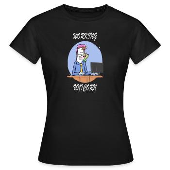 Workaholic Einhorn - Frauen T-Shirt - Schwarz - Vorne - AI Model Female 172 dark (172cm)