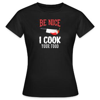 I cook your food - Koch, Köchin, Schneebesen - Frauen T-Shirt - Schwarz - Vorne - AI Model Female 172 dark (172cm)