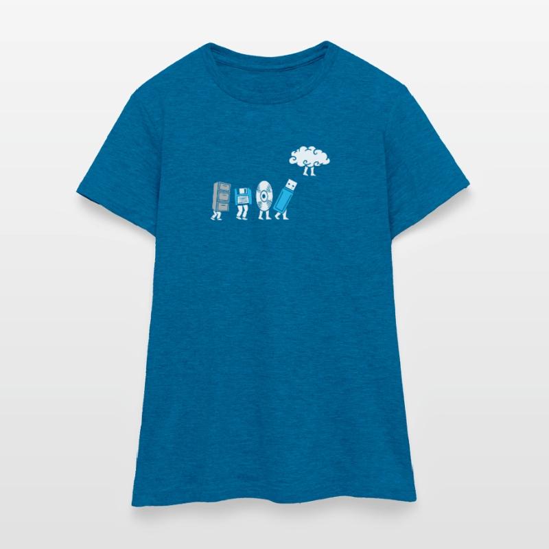 Cloud Computing Evolution Computer Entwicklung Frauen T-Shirt