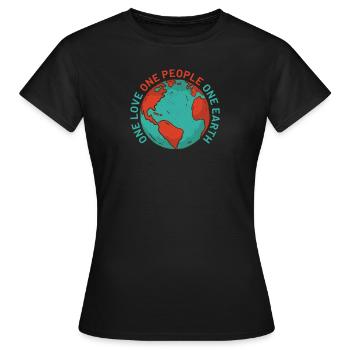 one love one people one earth - Women's T-Shirt - black - Front - AI Model Female 172 dark (172cm)