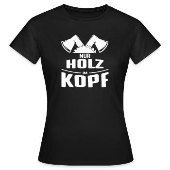 Holz im Kopf - Schreiner, Zimmerer - Frauen T-Shirt - Schwarz - Vorne - AI Model Female 172 dark (172cm)