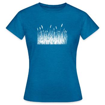 Flora flowers meadow spring - Women's T-Shirt - antique blue sapphire heather - Front - AI Model Female 172 dark (172cm)