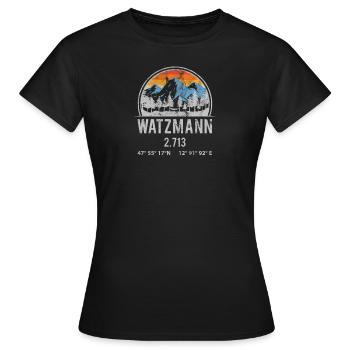 Watzmann 2713 Massif de Watzmann Bavière Berchtesgaden - T-shirt Femme - noir - Devant - AI Model Female 172 dark (172cm)