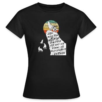 Wolf Spruch Rudelführer Vintage Geschenk Rudel - Frauen T-Shirt - Schwarz - Vorne - AI Model Female 172 dark (172cm)