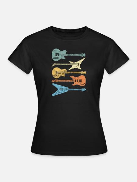 Guitar Rocks Retro Colorful Guitarist Musician Guitar - Women's T-Shirt - black