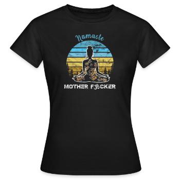 Yoga Namaste Mother Gift Retro Vintage Namaste Mot - Frauen T-Shirt - Schwarz - Vorne - AI Model Female 172 dark (172cm)