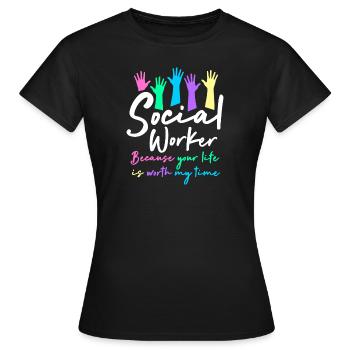 Sozialarbeiter - Frauen T-Shirt - Schwarz - Vorne - AI Model Female 172 dark (172cm)